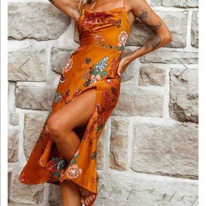 Floral cowl neck dress